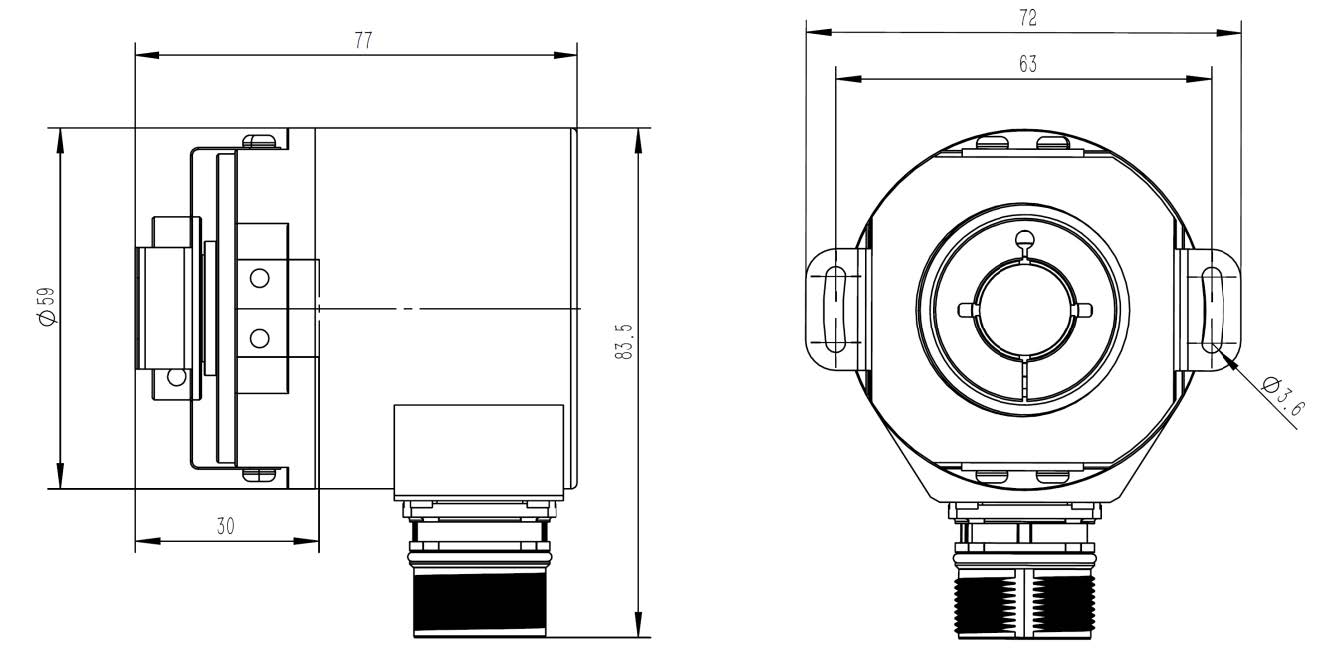 0~5V模拟量绝对值编码器 - AEA58系列 - 盲孔轴